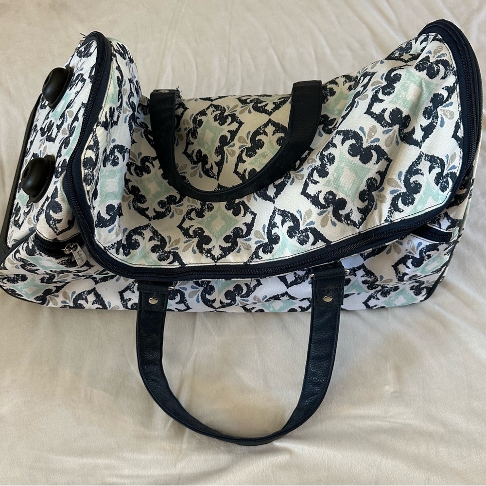 Thirty-One Black and White Patterned Travel Bag